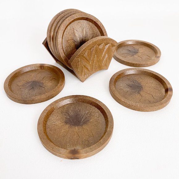 Vintage; MCM Other - Mid Century Brown Lucite Drink Coasters Set of 8 with Holder Vintage, Retro MCM